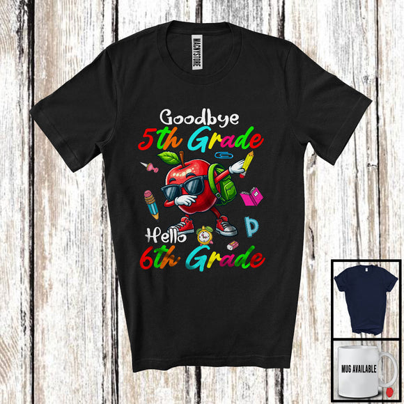 MacnyStore - Goodbye 5th Grade Hello 6th Grade, Joyful Back To School Dabbing Apple, Students Teacher T-Shirt