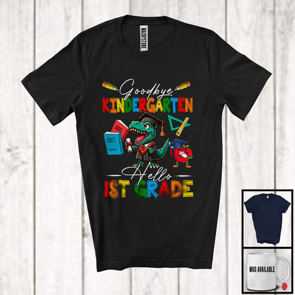 MacnyStore - Goodbye Kindergarten Hello 1st Grade, Adorable First Last Day Of School T-Rex, Summer Graduate T-Shirt