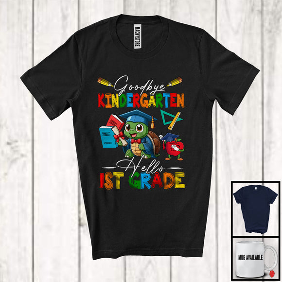 MacnyStore - Goodbye Kindergarten Hello 1st Grade, Adorable First Last Day Of School Turtle, Summer Graduate T-Shirt