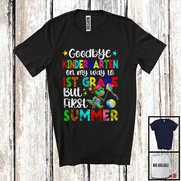 MacnyStore - Goodbye Kindergarten To 1st Grade First Summer, Colorful Vacation T-Rex Lover, Students Group T-Shirt