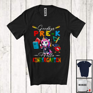 MacnyStore - Goodbye Pre-K Hello Kindergarten, Adorable First Last Day Of School Unicorn, Summer Graduate T-Shirt