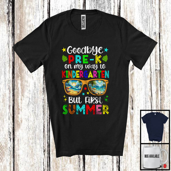 MacnyStore - Goodbye Pre-K To Kindergarten First Summer, Colorful Vacation Sunglasses, Students Group T-Shirt