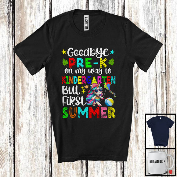 MacnyStore - Goodbye Pre-K To Kindergarten First Summer, Colorful Vacation Unicorn Lover, Students Group T-Shirt