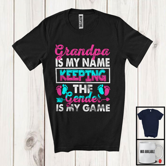 MacnyStore - Grandpa Is My Name, Lovely Father's Day Gender Reveal Keeper Of The Gender, Grandpa Family T-Shirt