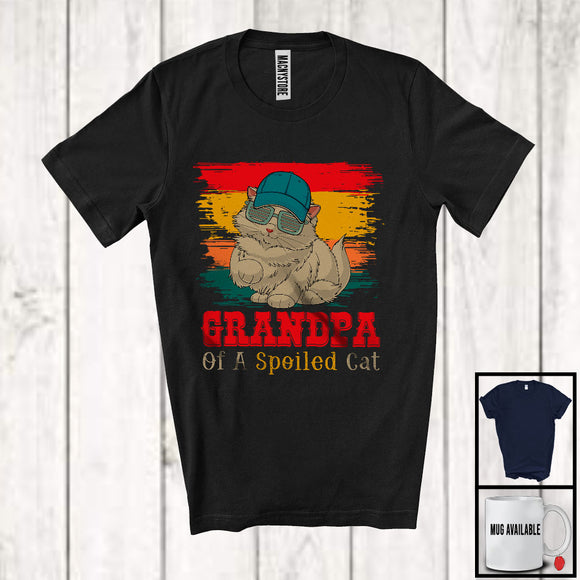 MacnyStore - Grandpa Of A Spoiled Cat, Lovely Vintage Father's Day Kitten Owner Lover, Matching Family Group T-Shirt