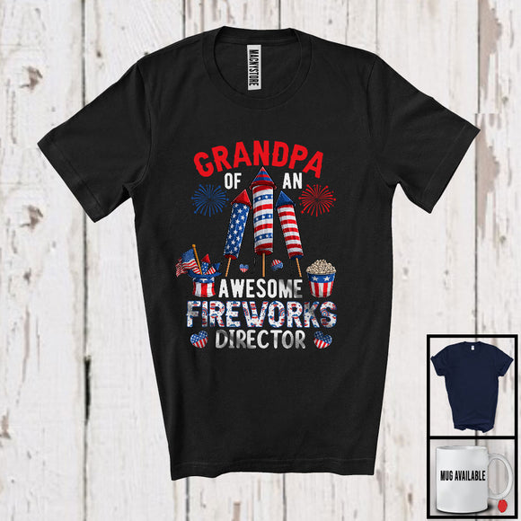 MacnyStore - Grandpa Of An Awesome Fireworks Director, Lovely 4th Of July American Flag, Family Patriotic T-Shirt