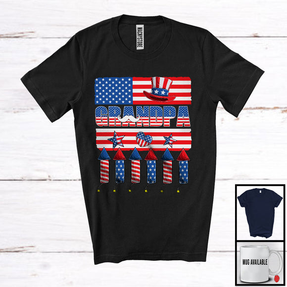 MacnyStore - Grandpa, Awesome 4th Of July Father's Day American Flag, Matching Family Patriotic Proud T-Shirt