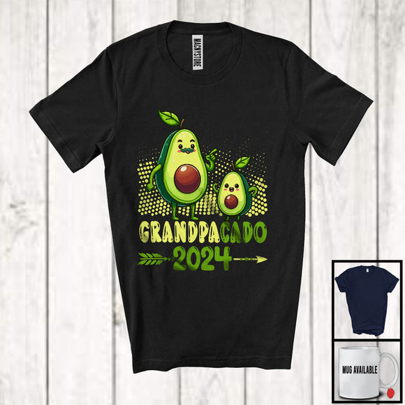 MacnyStore - Grandpacado 2024, Wonderful Father's Day Avocado Lover, Fruit Vegan Grandpa Family Group T-Shirt