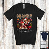 MacnyStore - Granny Claus; Lovely Christmas Leopard Plaid Reindeer Lover; X-mas Snowing Family Group T-Shirt