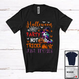 MacnyStore - Halloween Party Not Tricks Just Treats, Lovely Witch Unicorn, Carved Pumpkin Candy Animal T-Shirt