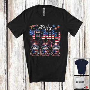 MacnyStore - Happy 4th Of July, Adorable Three American Flag Opossum Sunglasses, Patriotic Animal Lover T-Shirt