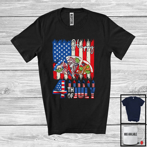 MacnyStore - Happy 4th Of July, Amazing Independence Day American Flag Pizza, Food Lover Patriotic T-Shirt