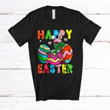 MacnyStore - Happy Easter; Lovely Easter Day Bunny T-Rex Born In Easter Eggs; Flowers Matching Family Group T-Shirt