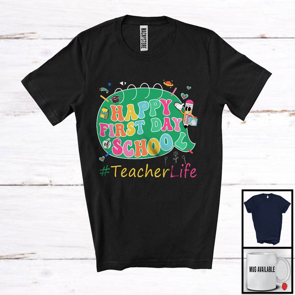 MacnyStore - Happy First Day Of School Teacher, Lovely School Things Pencil, Students Teacher Group T-Shirt
