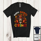 MacnyStore - Happy Goatsgiving; Fantastic Thanksgiving Plaid Rainbow Goat; Fall Leaves Farm Farmer Family T-Shirt