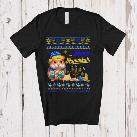 MacnyStore - Happy Hanukkah; Adorable Chanukah Hamster With Menorah Lover; Sweater Family Group T-Shirt