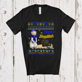 MacnyStore - Happy Hanukkah; Adorable Chanukah White Weasel With Menorah Lover; Sweater Family Group T-Shirt