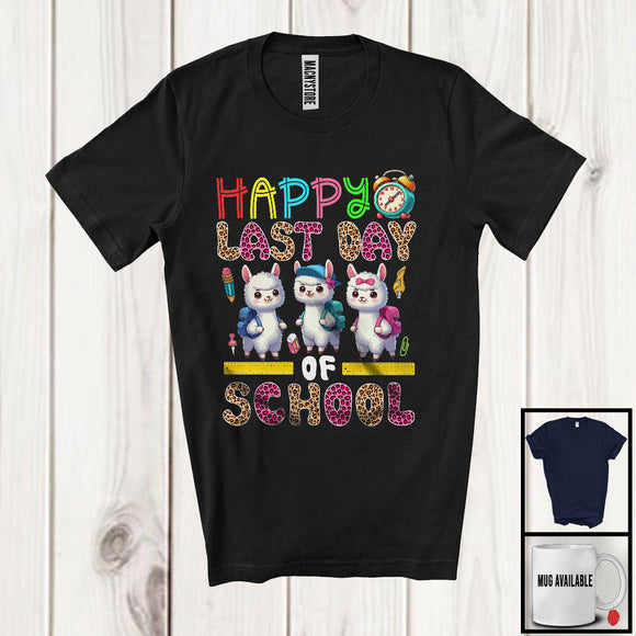 MacnyStore - Happy Last Day Of School, Happy Summer Vacation Three Leopard Llama, Student Teacher T-Shirt
