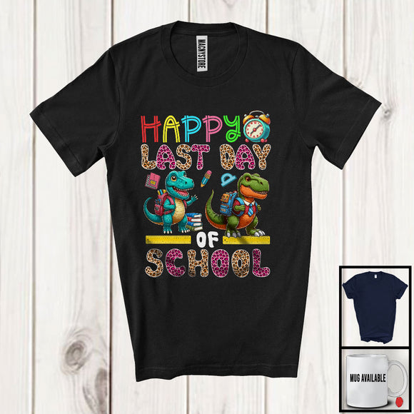 MacnyStore - Happy Last Day Of School, Happy Summer Vacation Three Leopard T-Rex, Student Teacher T-Shirt