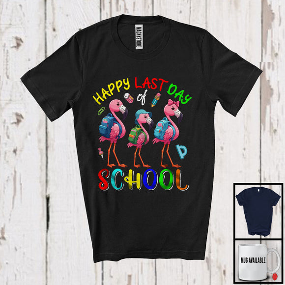 MacnyStore - Happy Last Day Of School, Lovely Flamingo Lover End Of School Year, Student Teacher T-Shirt