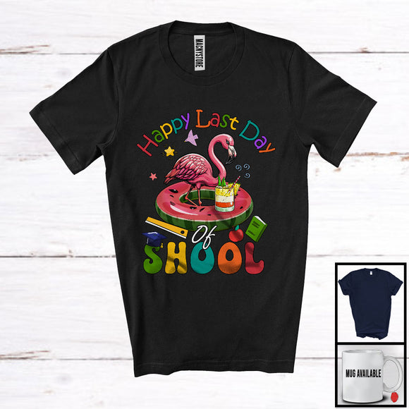 MacnyStore - Happy Last Day Of School, Lovely Graduation Flamingo Sunglasses, Summer Graduate Students T-Shirt