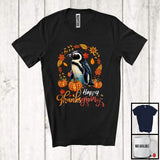 MacnyStore - Happy Thanksgiving; Lovely Autumn Fall Leaves Circle Penguin Pumpkin; Sea Animal Lover T-Shirt