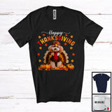 MacnyStore - Happy Thanksgiving; Lovely Turkey Cosplay Poodle Owner Lover; Autumn Fall Leaves T-Shirt
