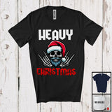 MacnyStore - Heavy Christmas; Scary Christmas Santa Skull Rock Hand; X-mas Pajama Family Music Lover T-Shirt
