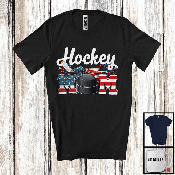 MacnyStore - Hockey Mom, Amazing Mother's Day 4th Of July American Flag Headband, Sport Player Patriotic T-Shirt