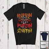 MacnyStore - Huffin And Puffin For Stuffin, Joyful Thanksgiving Running Turkeys Pilgrim, Fall Leaves Family T-Shirt