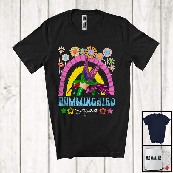 MacnyStore - Hummingbird Squad, Adorable Flowers Rainbow Animal Lover, Floral Matching Women Girls Group T-Shirt