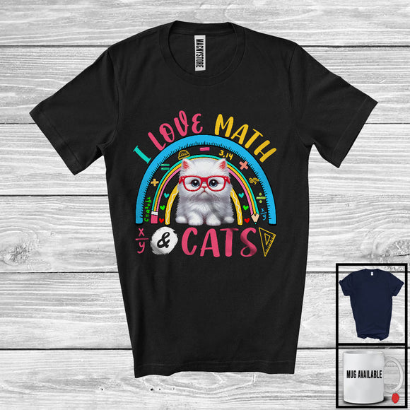MacnyStore - I Love Math And Cats, Lovely Math Teacher Animal Lover, School Student Teacher Group T-Shirt