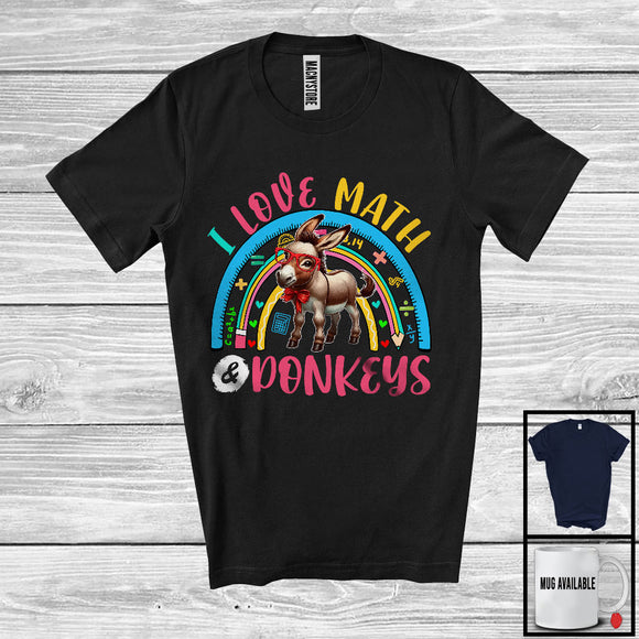 MacnyStore - I Love Math And Donkeys, Lovely Math Teacher Animal Lover, School Student Teacher Group T-Shirt