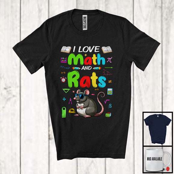 MacnyStore - I Love Math And Rats, Colorful Rats Animal Lover, Matching Math Teacher Student Team T-Shirt