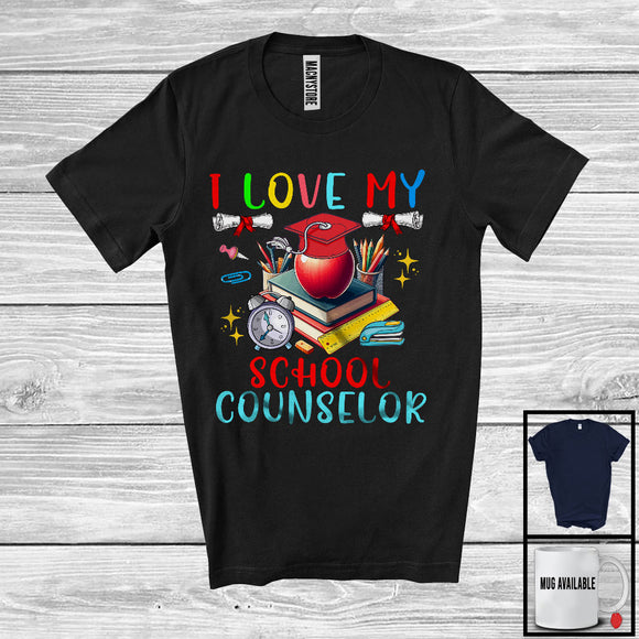 MacnyStore - I Love My School Counselor, Adorable Last Day Of School Graduation, School Counselor Group T-Shirt