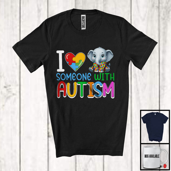 MacnyStore - I Love Someone With Autism, Lovely Autism Awareness Elephant Lover, Puzzle Family Group T-Shirt