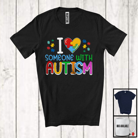 MacnyStore - I Love Someone With Autism, Lovely Autism Awareness Heart Shape, Puzzle Family Group T-Shirt