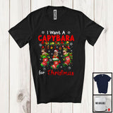 MacnyStore - I Want A Capybara For Christmas; Awesome X-mas Three Santa Santa Capybara; Wild Animal T-Shirt