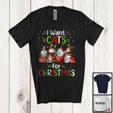 MacnyStore - I Want Cats; Wonderful Christmas Santa Cat With Hot Coffee; Animal Lover X-mas Group T-Shirt