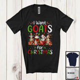 MacnyStore - I Want Goats; Wonderful Christmas Santa Goat With Hot Coffee; Animal Lover X-mas Group T-Shirt