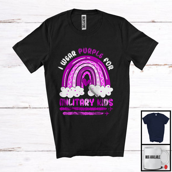 MacnyStore - I Wear Purple For Military Kids, Lovely Military Child Month Dandelion Rainbow, Proud Memories T-Shirt