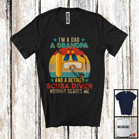 MacnyStore - I'm A Dad A Grandpa A Retired Scuba Diver, Humorous Father's Day Vintage Retro, Retirement T-Shirt