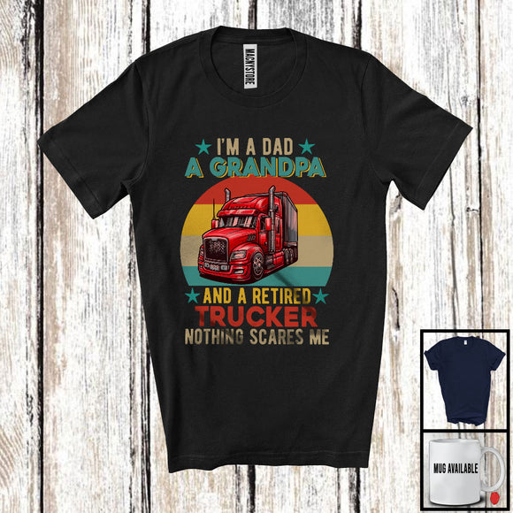 MacnyStore - I'm A Dad A Grandpa And A Retired Trucker, Humorous Father's Day Vintage Retro, Retirement T-Shirt
