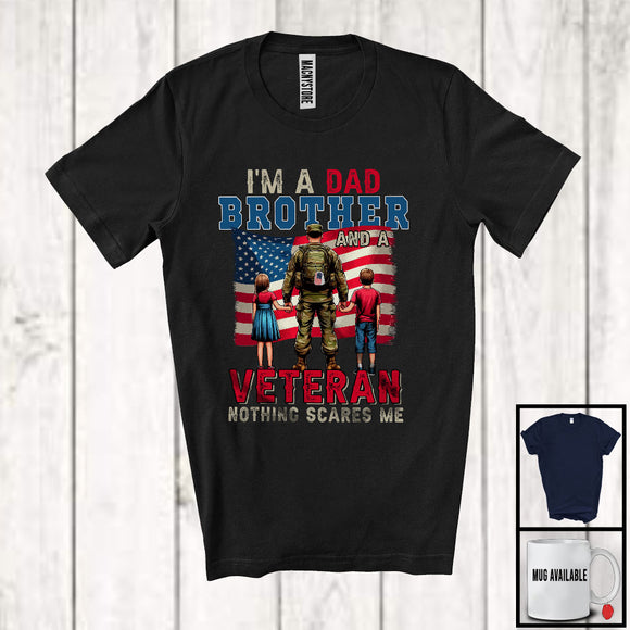 MacnyStore - I'm A Dad Brother And A Veteran, Amazing 4th Of July Father's Day USA Flag, Family Patriotic T-Shirt