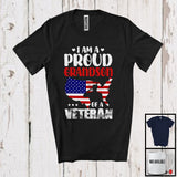 MacnyStore - I'm A Proud Grandson of A Veteran; Amusing Father's Day America USA Flag; Family Group T-Shirt