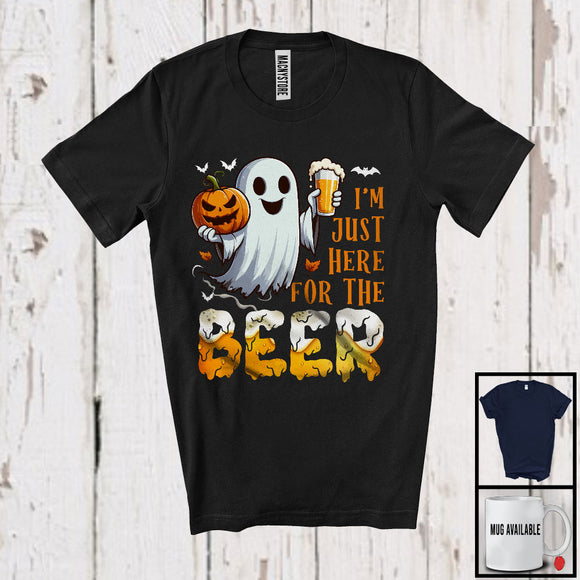 MacnyStore - I'm Just Here For Beer, Lovely Halloween Costume Boo Ghost Drinking Lover, Drunker Team T-Shirt