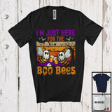 MacnyStore - I'm Just Here For The Boo Bees, Humorous Halloween Bee Drinking Beer, Drunker Boo Ghost T-Shirt