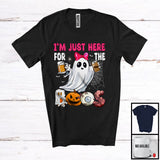 MacnyStore - I'm Just Here For The Boos, Lovely Halloween Drinking Beer Ghost Boo, Pink Girl Women Group T-Shirt