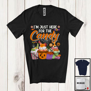 MacnyStore - I'm Just Here For The Candy, Humorous Halloween Costume Trick Or Treat, Candy Pumpkin Lover T-Shirt