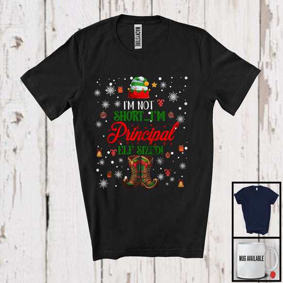 MacnyStore - I'm Not Short I'm Principal ELF Sized, Sarcastic Christmas Short ELF, X-mas Snow Around T-Shirt